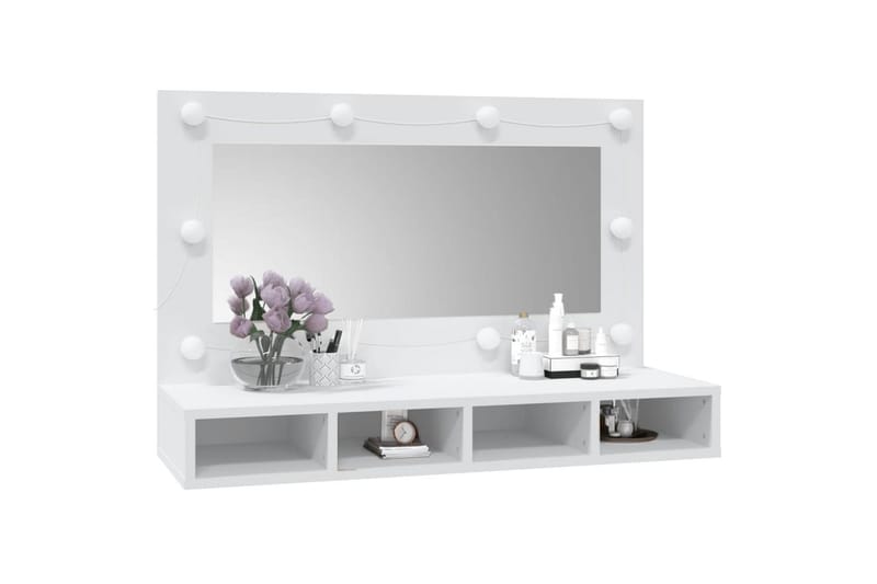 beBasic spejlskab med LED-lys 90x31,5x62 cm hvid - Hvid - Møbler - Borde - Sminkebord & konsolbord