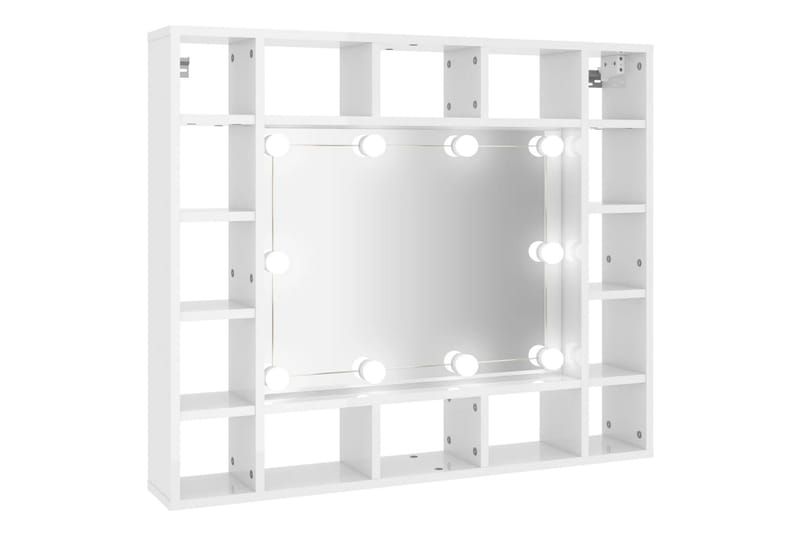 beBasic spejlskab med LED-lys 91x15x76,5 cm hvid højglans - Hvid - Sminkebord & konsolbord