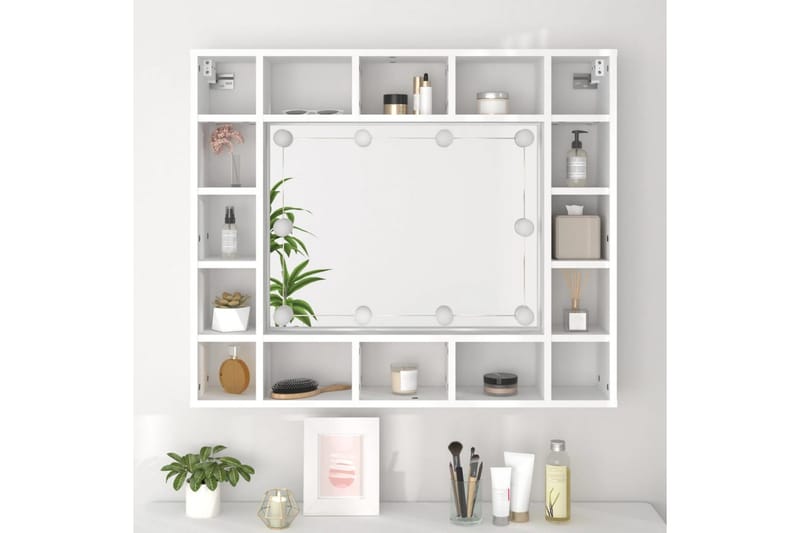 beBasic spejlskab med LED-lys 91x15x76,5 cm hvid - Hvid - Møbler - Borde - Sminkebord & konsolbord