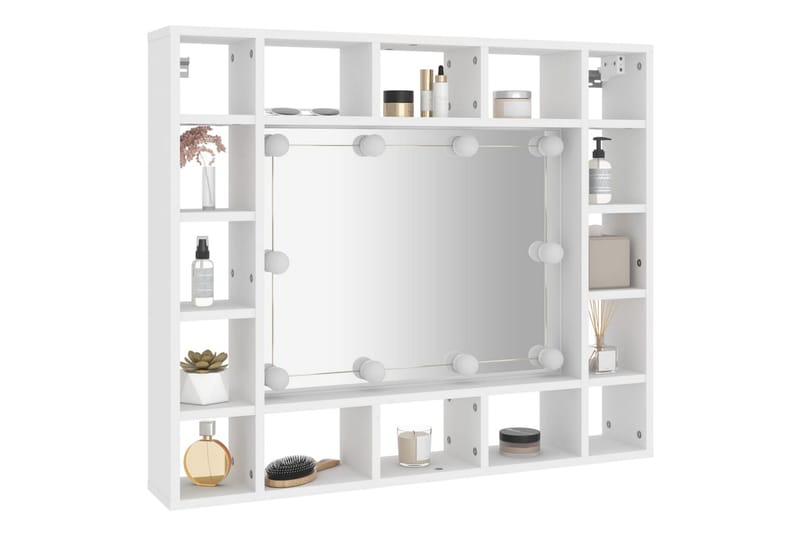 beBasic spejlskab med LED-lys 91x15x76,5 cm hvid - Hvid - Møbler - Borde - Sminkebord & konsolbord