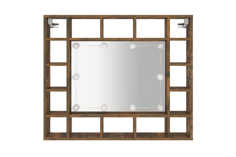 beBasic spejlskab med LED-lys 91x15x76,5 cm røget egetræsfarve - Brun - Møbler - Borde - Sminkebord & konsolbord