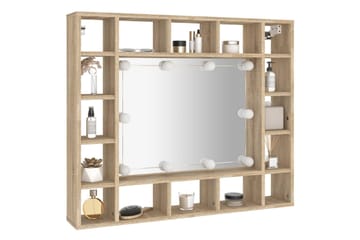 beBasic spejlskab med LED-lys 91x15x76,5 cm sonoma-eg - Brun - Møbler - Borde - Sminkebord & konsolbord