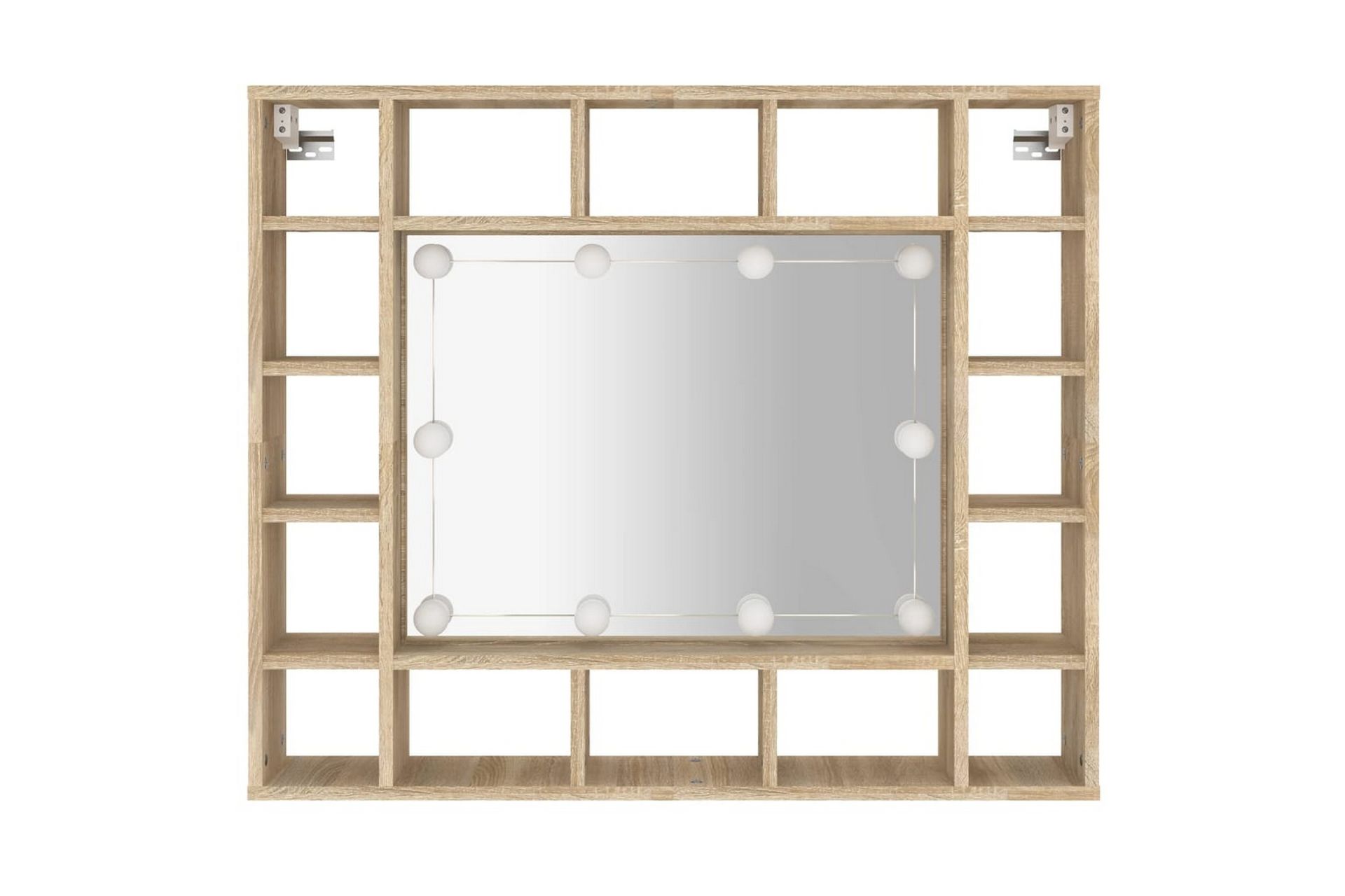 beBasic spejlskab med LED-lys 91x15x76,5 cm sonoma-eg - Brun - Møbler - Borde - Sminkebord & konsolbord