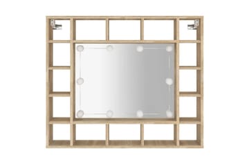 beBasic spejlskab med LED-lys 91x15x76,5 cm sonoma-eg - Brun - Møbler - Borde - Sminkebord & konsolbord