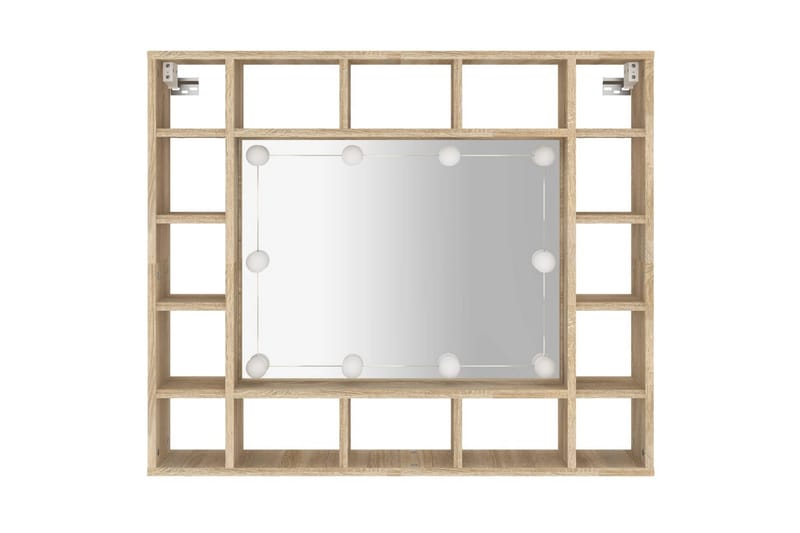 beBasic spejlskab med LED-lys 91x15x76,5 cm sonoma-eg - Brun - Møbler - Borde - Sminkebord & konsolbord