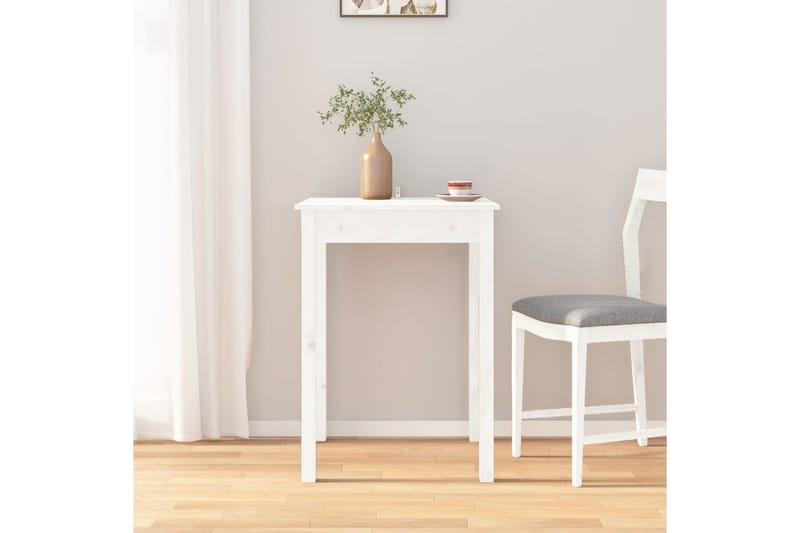 beBasic spisebord 55x55x75 cm massivt fyrretræ hvid - Hvid - Spisebord og køkkenbord