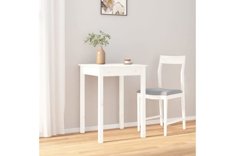 beBasic spisebord 55x55x75 cm massivt fyrretræ hvid - Hvid - Spisebord og køkkenbord