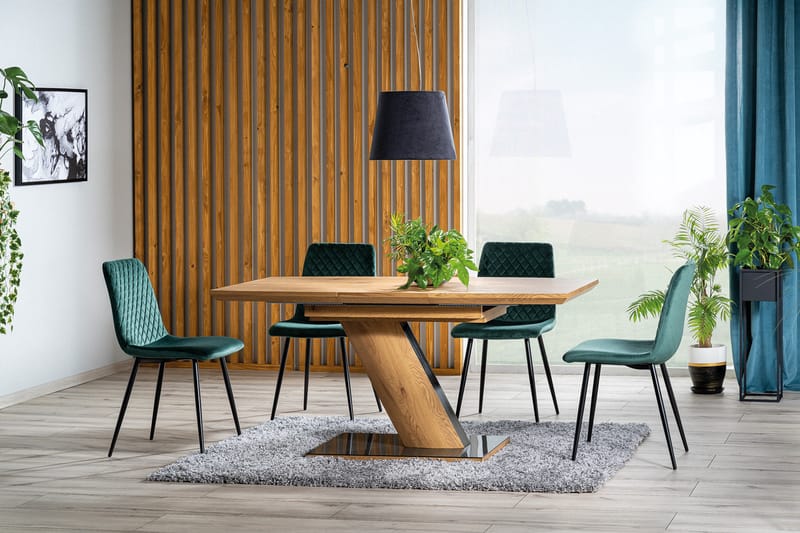 Bendale Udvideligt Spisebord 120 cm - Glas/Eg/Sort - Spisebord og køkkenbord