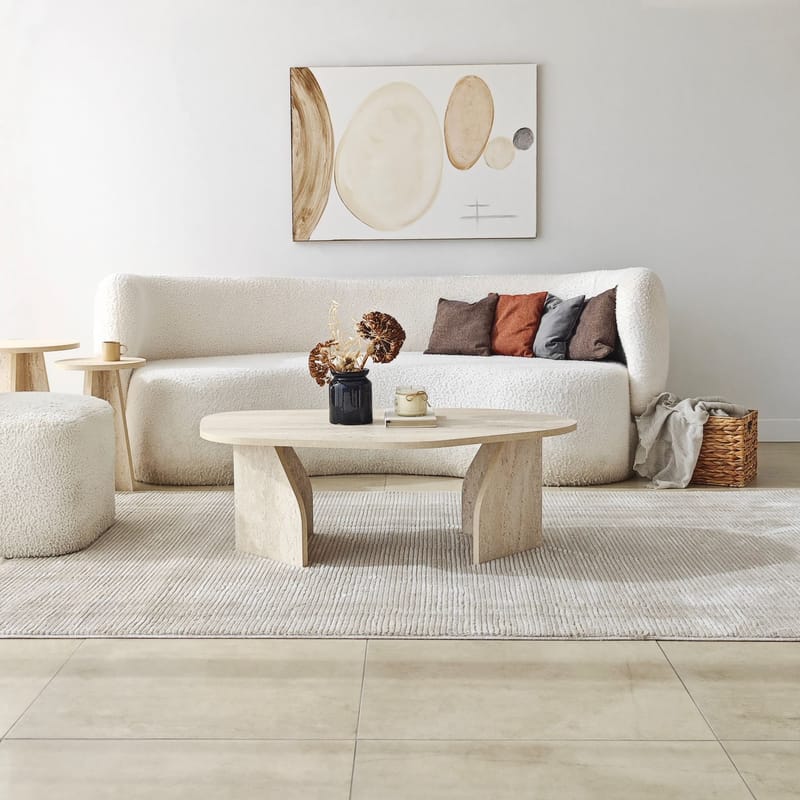 Berriaren Sofabord 100 cm - travertin og røgfarvet - Møbler - Borde - Sofabord