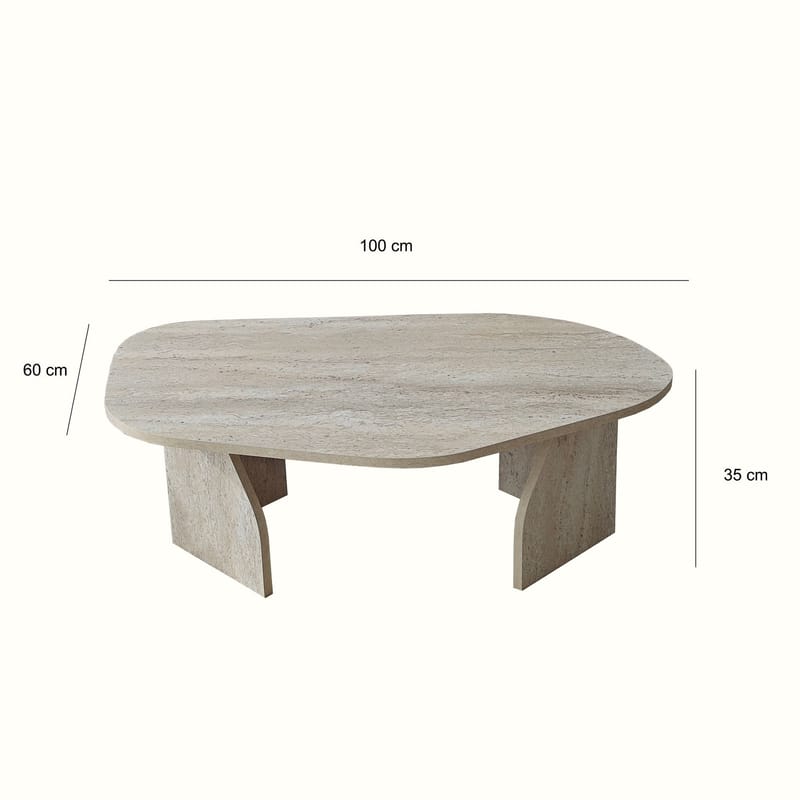 Berriaren Sofabord 100 cm - travertin og røgfarvet - Møbler - Borde - Sofabord