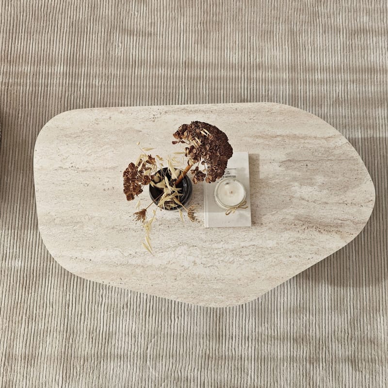 Berriaren Sofabord 100 cm - travertin og røgfarvet - Møbler - Borde - Sofabord