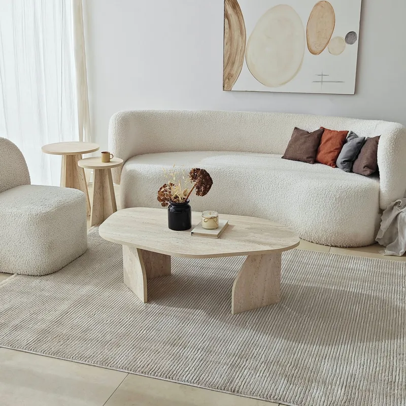 Berriaren Sofabord 100 cm - travertin og røgfarvet - Møbler - Borde - Sofabord