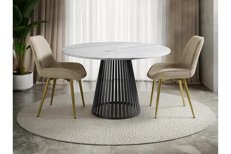 Beylen Matbord 100 cm Rund - Hvid/Sort - Møbler - Borde - Spisebord og køkkenbord