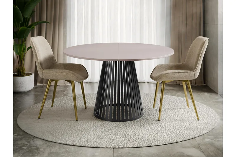 Beylen Matbord 120 cm Rund - Beige/Sort - Møbler - Borde - Spisebord og køkkenbord