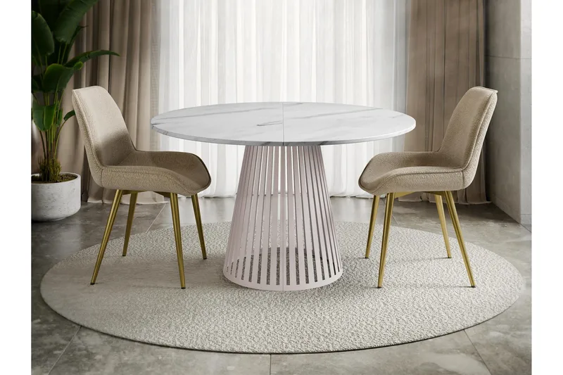 Beylen Matbord 120 cm Rund - Hvid/Beige - Møbler - Borde - Spisebord og køkkenbord