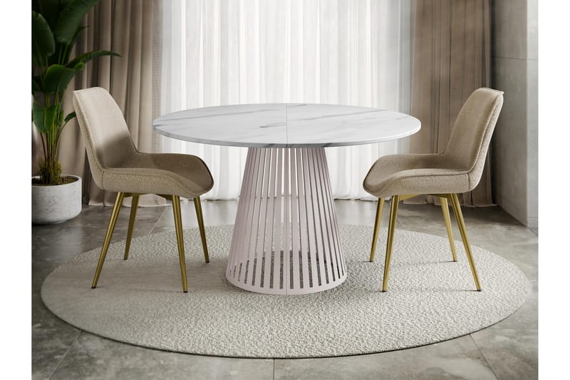 Beylen Matbord 120 cm Rund - Hvid/Beige - Møbler - Borde - Spisebord og køkkenbord