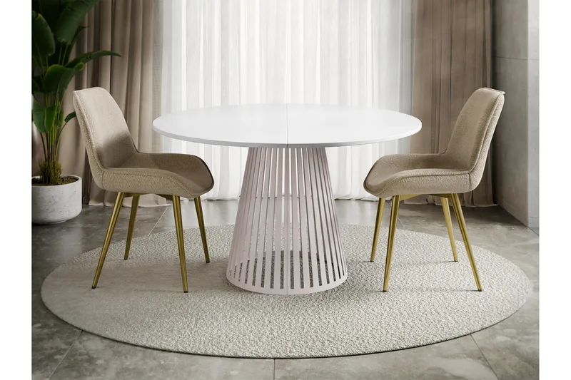 Beylen Matbord 120 cm Rund - Hvid/Beige - Møbler - Borde - Spisebord og køkkenbord