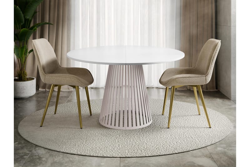 Beylen Matbord 120 cm Rund - Hvid/Beige - Møbler - Borde - Spisebord og køkkenbord