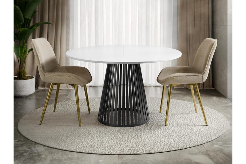 Beylen Matbord 120 cm Rund - Hvid/Sort - Møbler - Borde - Spisebord og køkkenbord