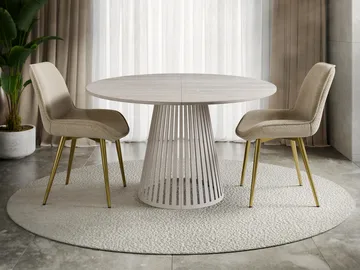 Beylen rundt udtrækkeligt spisebord 100-176 cm - travertinbeige - Møbler - Borde - Spisebord og køkkenbord
