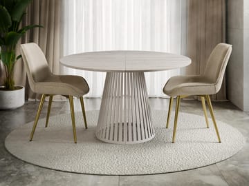 Beylen rundt udtrækkeligt spisebord 120-196 cm - travertinbeige - Møbler - Borde - Spisebord og køkkenbord