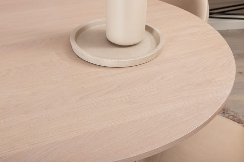 Biana Spisebordssæt 100 cm Rund inkl 4 Velvets Stole - Beige/Sort - Spisebordssæt