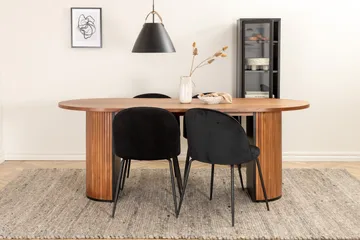 Biana Spisebordssæt 200 cm Oval inkl 4 Foyos Stole - Valnødsbrun/Sort - Møbler - Borde - Spisebordssæt