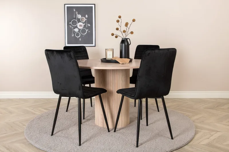 Bianca rundt spisebord med 4st Windu Lyx spisebordsstol