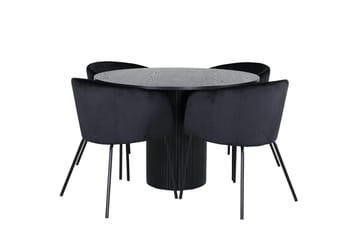 Bianca spisebord 110 cm rundt med 4 Berit armstole med armlæn - Møbler - Borde - Spisebordssæt