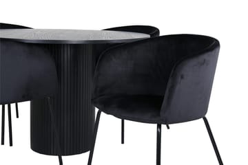 Bianca spisebord 110 cm rundt med 4 Berit armstole med armlæn - Møbler - Borde - Spisebordssæt
