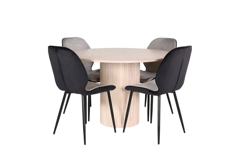 Bianca Spisebordssæt 110 cm Rund med 4 Emsa Stole, Svart