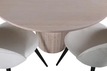 Bianca Spisebordssæt 110 cm Rund med 4 Velvet Stole - Beige - Møbler - Borde - Spisebordssæt
