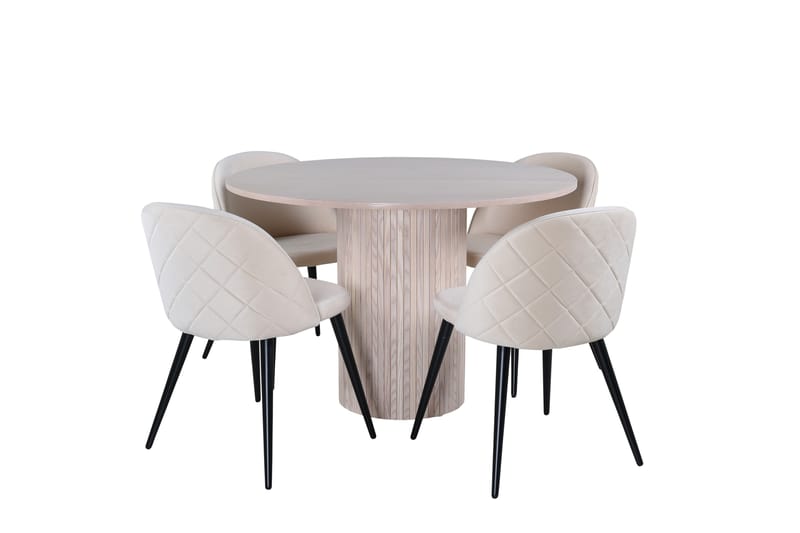 Bianca Spisebordssæt 110 cm Rund med 4 Velvet Stole - Svart - Møbler - Borde - Spisebordssæt