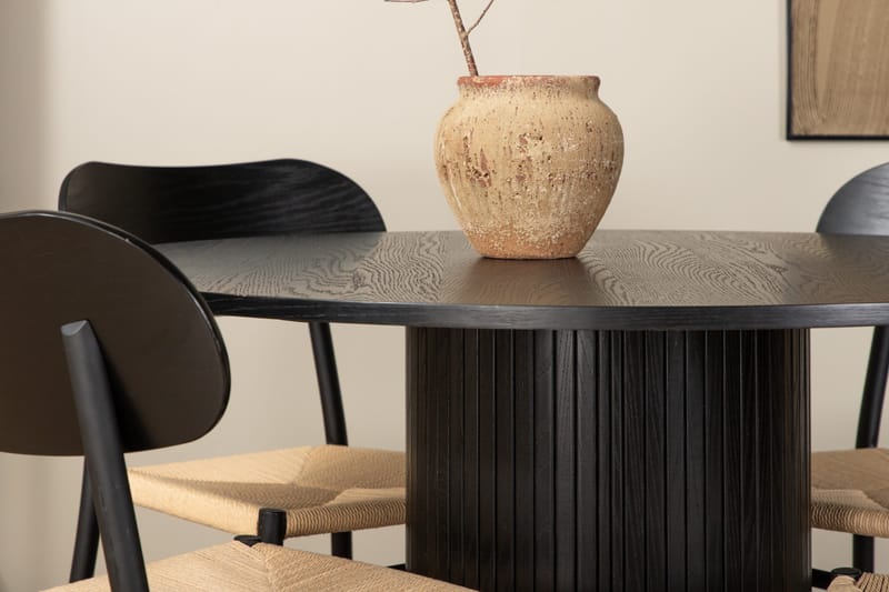 Bianca Spisebordssæt 110 cm Rund med 4 Polar Stole - Svart - Møbler - Borde - Spisebordssæt