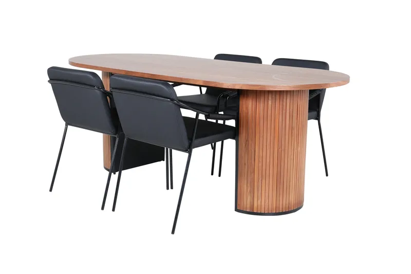 Bianca Spisebordssæt 200 cm Oval med 4 Tvista Stole, Svart