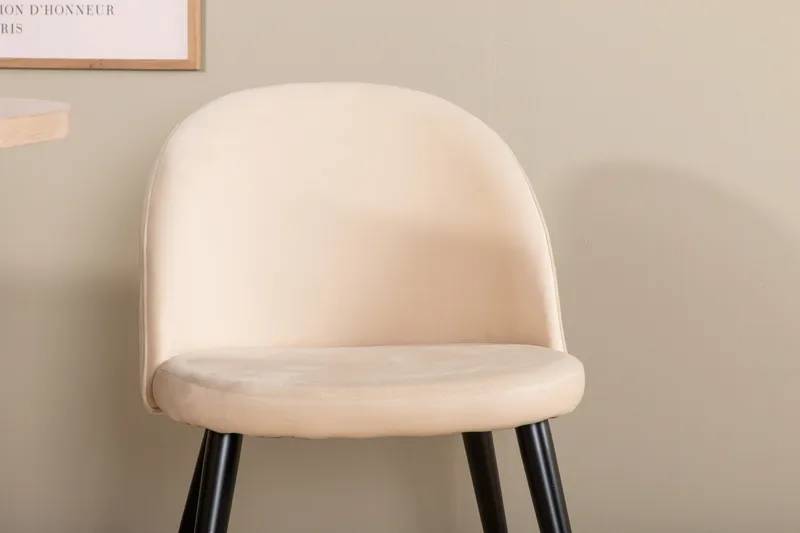 Bianca Spisebordssæt 200 cm Oval med 4 Velvet Stole - Beige - Møbler - Borde - Spisebordssæt