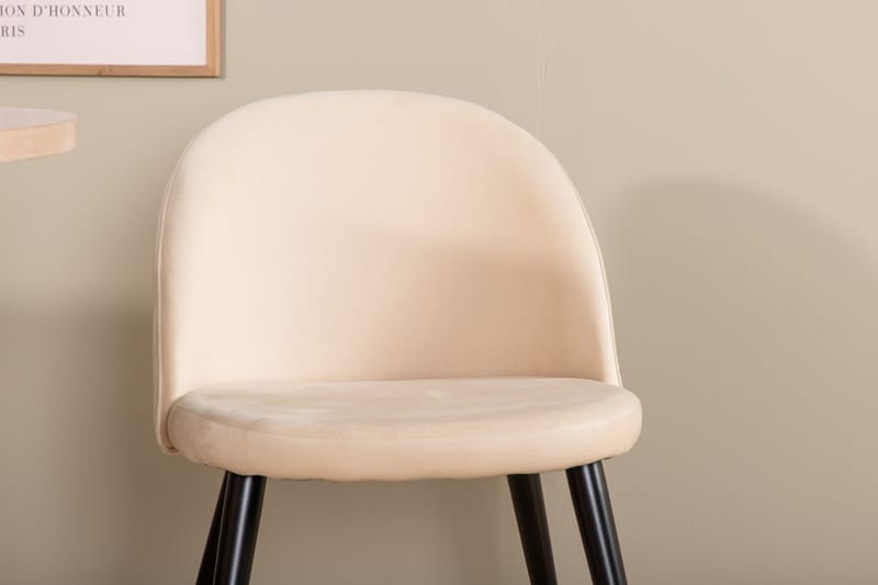 Bianca Spisebordssæt 200 cm Oval med 4 Velvet Stole - Beige - Møbler - Borde - Spisebordssæt