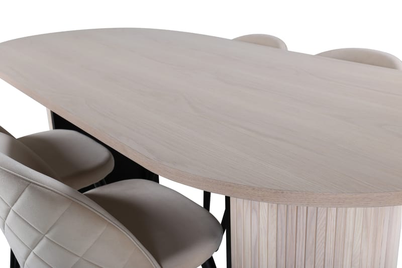 Bianca Spisebordssæt 200 cm Oval med 4 Velvet Stole - Svart - Møbler - Borde - Spisebordssæt