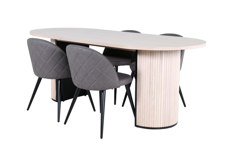 Bianca Spisebordssæt 200 cm Oval med 4 Velvet Stole, Svart