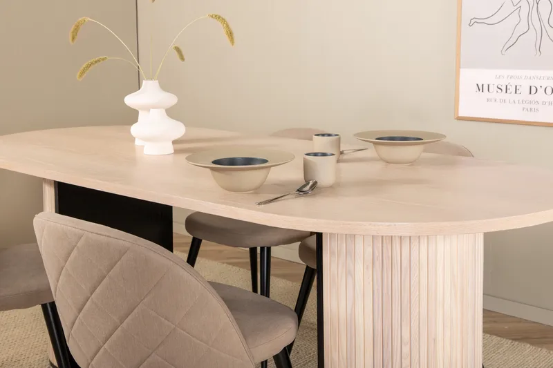 Bianca Spisebordssæt 200 cm Oval med 4 Velvet Stole - Svart - Møbler - Borde - Spisebordssæt