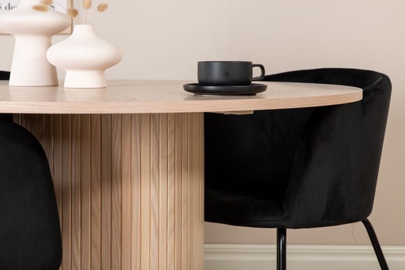 Bianca Spisegruppe 110 cm Rund med 4 Berit stole - Svart - Møbler - Borde - Spisebordssæt