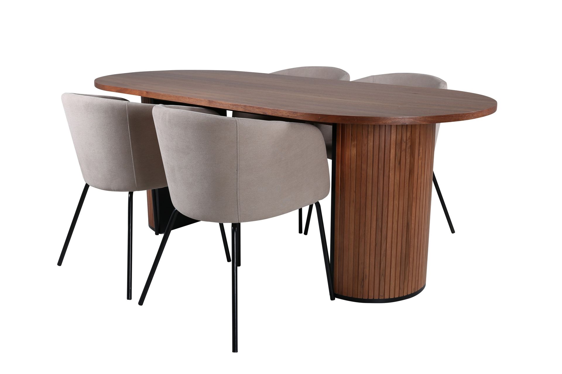 Bianca Spisegruppe 200 cm Oval med 4 Berit stole - Beige - Møbler - Borde - Spisebordssæt