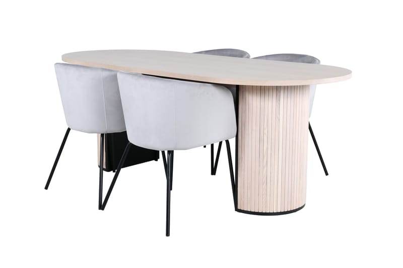 Bianca Spisegruppe 200 cm Oval med 4 Berit stole, Svart