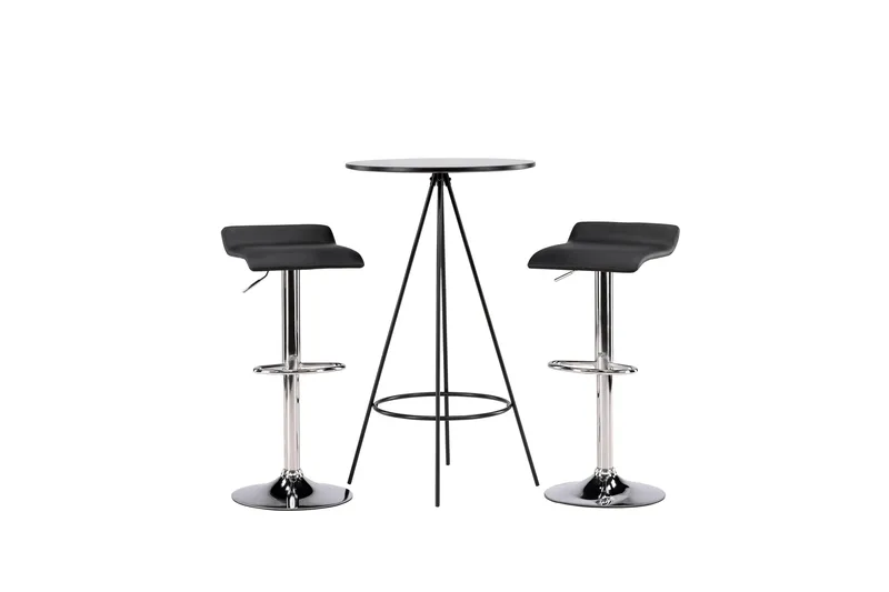 Bistro Spisebordssæt 60 cm Rund med 2 Jonna Stole, Svart