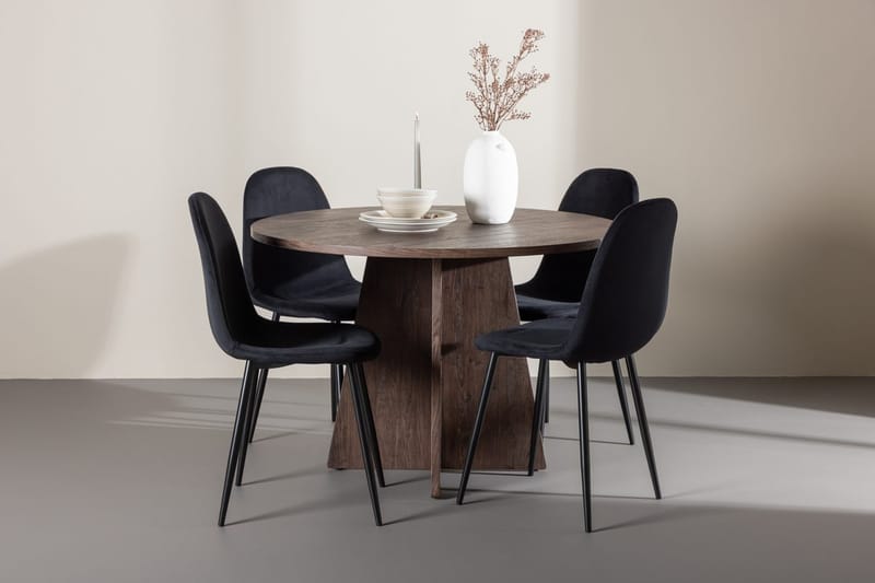 Bootcut Rundt Lille Spisebord 110 cm med 4 Polar Køkkenstole