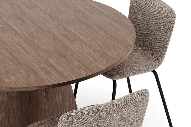 Bootcut Rundt Lille Spisebord i Valnød 110 cm med 4 Katy Spisestole - Møbler - Borde - Spisebordssæt