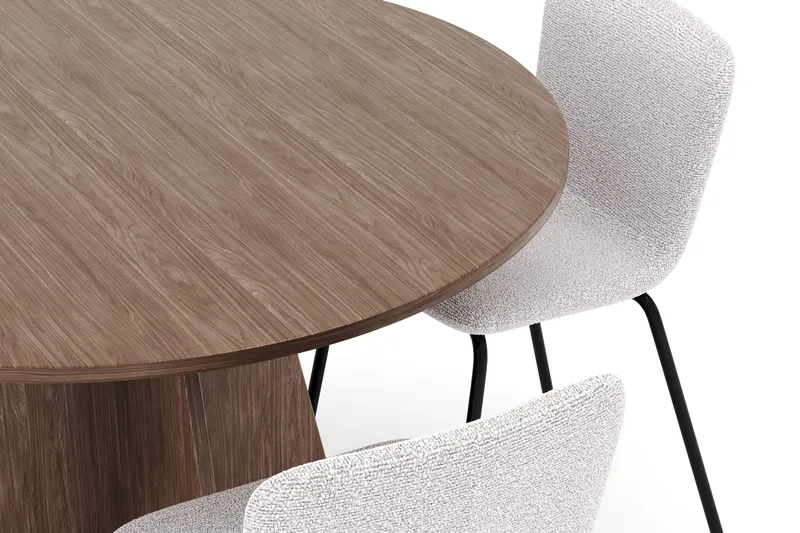 Bootcut Rundt Lille Spisebord i Valnød 110 cm med 4 Katy Spisestole - Møbler - Borde - Spisebordssæt