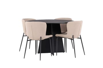 Bootcut Spisebord 110 cm Rundt med 4 Modesto Spisebordsstole - Møbler - Borde - Spisebordssæt