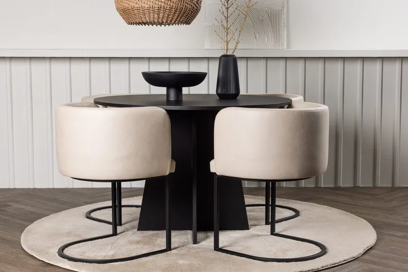 Bootcut Spisebord 110 cm Rundt med 4 Simrishamn Spisebordsstole