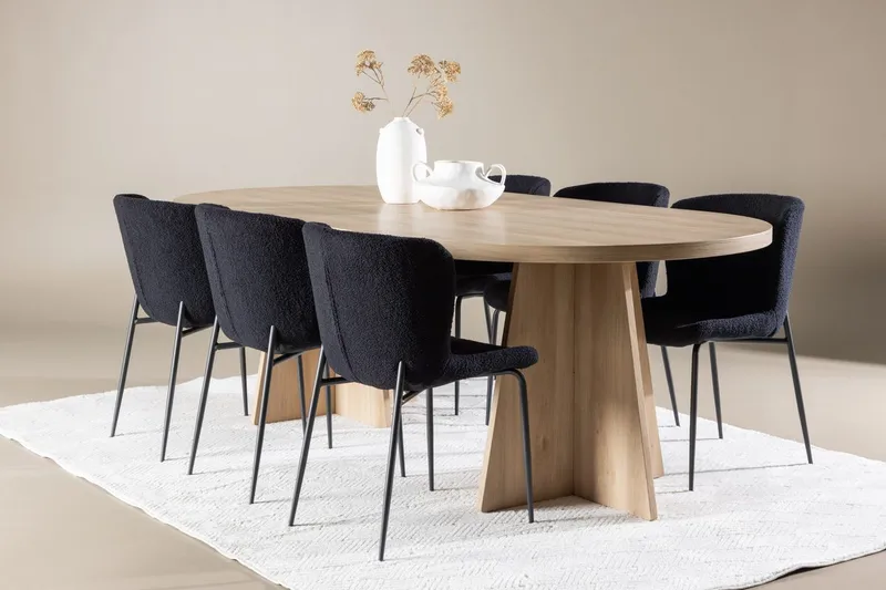 Bootcut Spisebord 230x115 cm med 6 Modesto Spisebordsstole